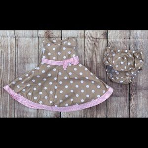 Infant Girl’s Polka Dot Dress w/ Matching Bloomers Size 3 Months